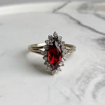 Bague marquise vintage en or blanc 18k